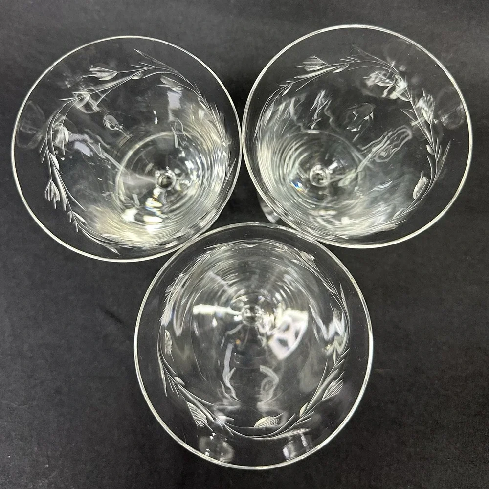 Cambridge 'Lynbrook' Iced Tea Goblet, Etched Crystal, Vintage 1950s,‎ Set Of 3
